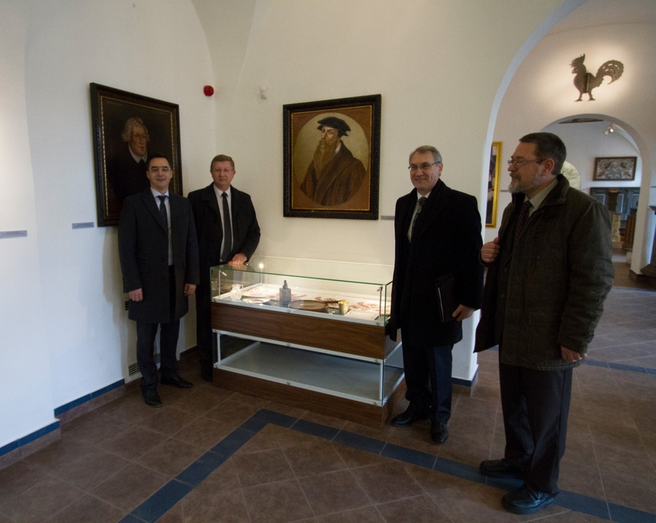 Bishop Károly Fekete, Mayor László Papp, the Ambassador and the dirctor of the museum Dr. Botond Gáborjáni Szabó 