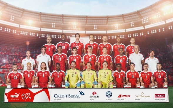 瑞士国家队2018年世界杯宣传照。