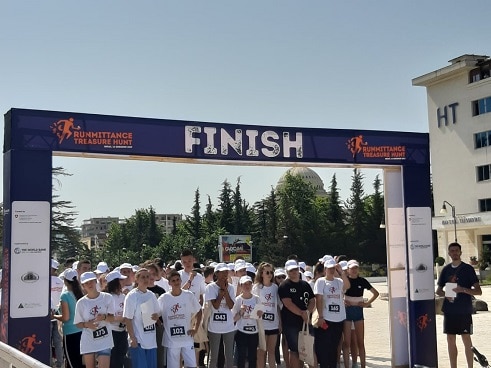 High school students participating in the Runmittance Treasure Hunt, Berat, Albania, 16.06.2019. © FDFA