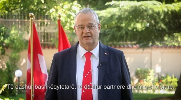 Swiss Ambassador in Albania delivers the greeting message on August 1st, 2020. 