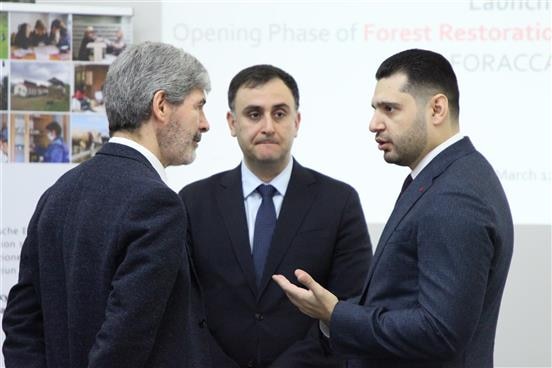 Werner Thut, Hambardzum Matevosyan and Aram Meymaryan at the FORACCA project launch event