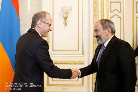 AmbassadorStefano Lazzarotto and RA Prime Minister Nikol Pashinyan