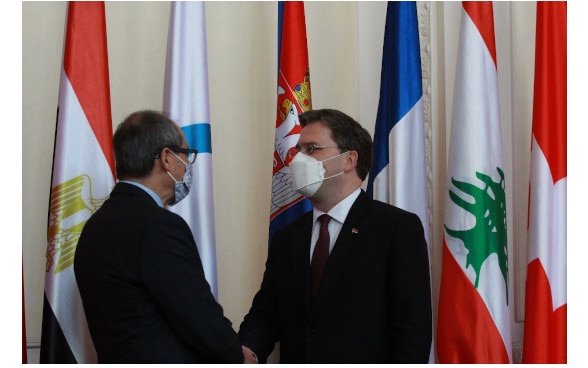 S.E. M. Urs Schmid avec le Ministre des affaires étrangères de la République de Serbie, Nikola Selakovic