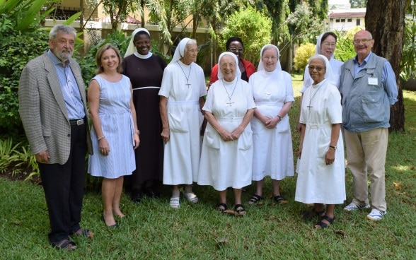 Amb. Florence Tinguely Mattli (2nd left) with Swiss missionaries and their colleagues.