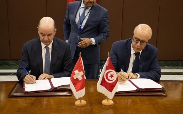 Marouane El Abassi et Josef Renggli à la Banque Centrale de Tunisie