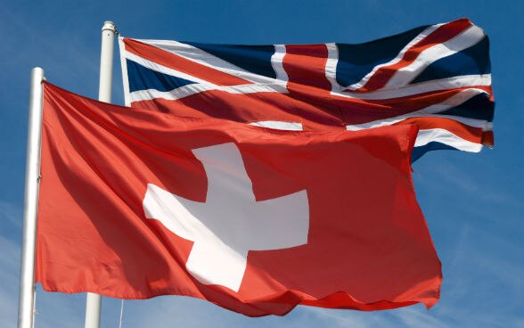 The Swiss flag and the Union Jack