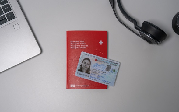 A Swiss passport and identity card.