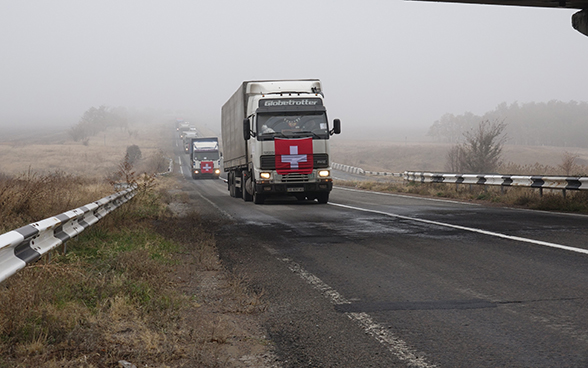 One convoy of 20 trucks carrying 293 tonnes of goods reached Donetsk. Among the transported goods were aluminium sulphate and chlorine, destined for the Donbas waterworks, and reagents and cancer medicines for two hospitals.