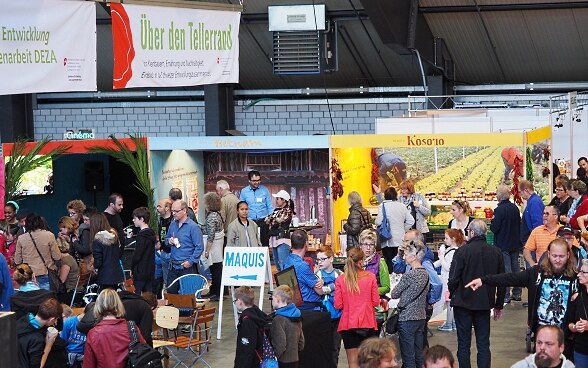 People visiting the SDC's special exhibition 'Beyond one’s own four kitchen walls'.