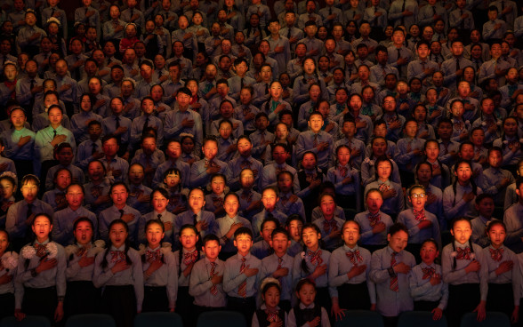 A choir of young people. 