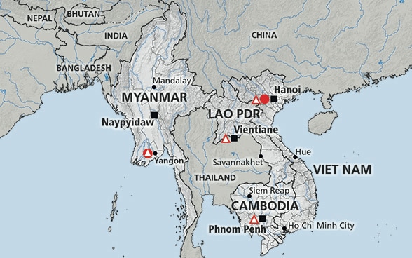Map of the region Mekong (Laos, Vietnam, Cambodia, Myanmar)