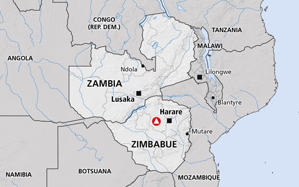 Mapa de la región África del sur (Sudáfrica, Zimbabue, Malawi, Suazilandia, Zambia, Lesoto)