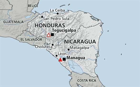 Mapa de la región América Central (Nicaragua, Honduras)
