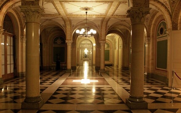 Hall du premier étage de l’aile ouest du Palais fédéral.