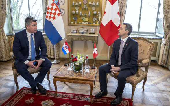 Le président de la Confédération Ignazio Cassis et le président croate Zoran Milanović à Genève.