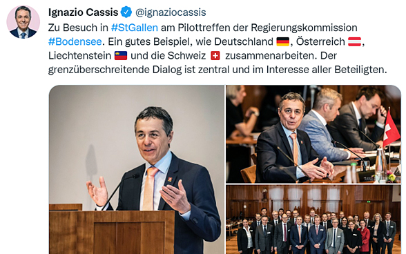 Tweet of the President of the Confederation Ignazio Cassis