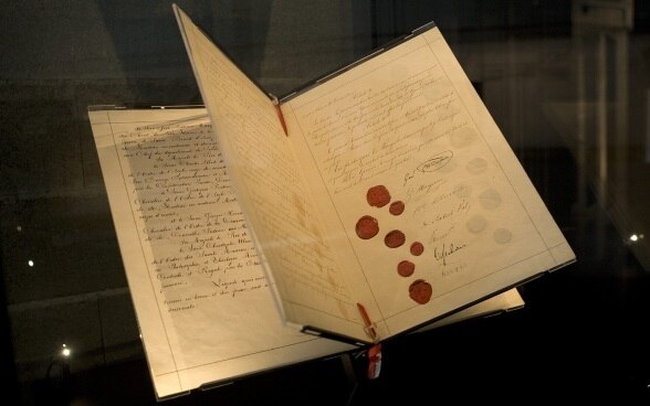 Le document original de la première convention de Genève.