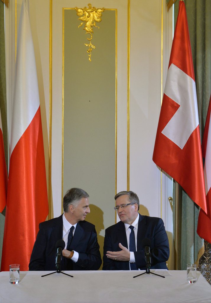 The president of the Confederation, Didier Burkhalter, and the Polish president, Boris Komorowski. 