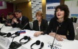 Opening ceremony of the civil society conference in Belgrade, 24.02.2014. From left to right: Paula Thiede, Deputy Head of the OSCE Mission to Serbia, Jean-Daniel Ruch, Ambassador of Switzerland to Serbia, Sonja Biserko, President of the Helsinki Committee for Human Rights in Serbia and Izabela Kisic, Executive Director of the Helsinki Committee for Human Rights in Serbia