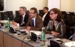 Yuri Dzhibladze, Thomas Greminger und Snježana Bokulić an der Konferennz der Zivilgesellschaft in Wien