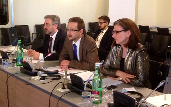 Yuri Dzhibladze, Thomas Greminger and Snježana Bokulić at the second regional civil society conference in Vienna