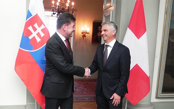 Didier Burkhalter with Slovakia’s Foreign Minister Miroslav Lajčák