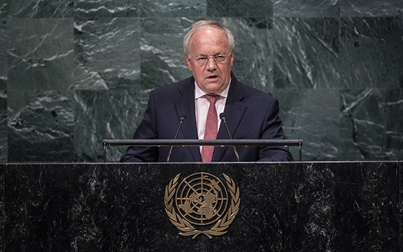 Il presidente della Confederazione Johann N. Schneider-Ammann ha presentato le priorità della politica estera della Svizzera per il prossimo anno nell’ambito dell’ONU.