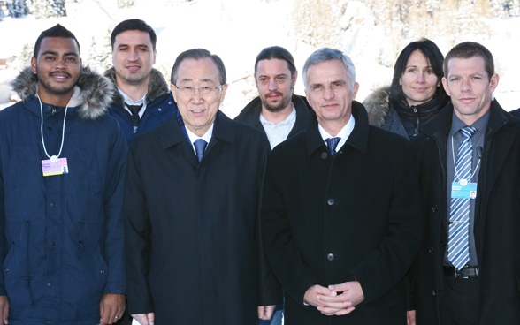 Il consigliere federale Didier Burkhalter con Ban Ki-moon , segretario generale delle Nazioni Unite. DFAE