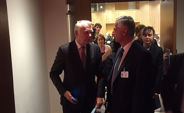 Bundesrat Didier Burkhalter mit dem französischen Aussenminister Jean-Marc Ayrault.