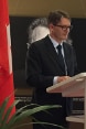 Il nuovo presidente dell’IHRA e segretario generale del DFAE, Benno Bättig, pronuncia un discorso all’Ambasciata di Svizzera a Berlino.