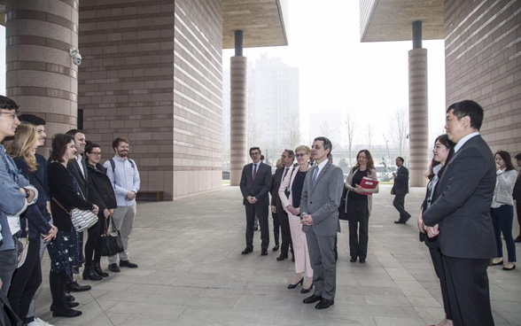 Meeting Tsinghua University students in Beijing. 