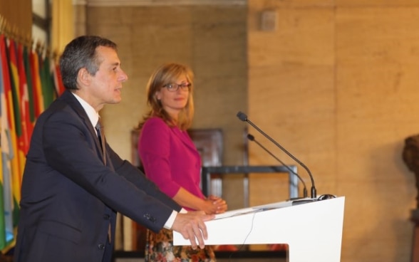 Bundesrat Ignazio Cassis trifft sich mit der bulgarischen Aussenministerin Ekaterina Zaharieva.