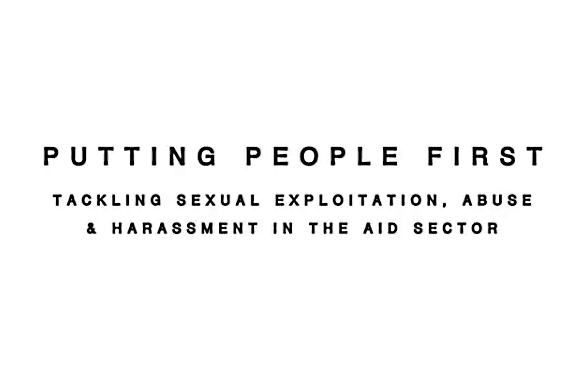 Logo della conferenza: «Putting people first. Tackling sexual exploitation, abuse and harassment in the aid sector.»