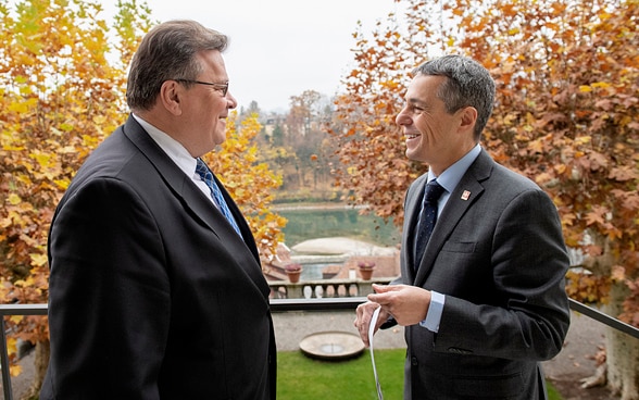 Bundesrat Ignazio Cassis ist im Berner undt seinem litauischen Amtskollegen Linas Antanas Linkevičius