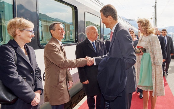 Federal Councilor Ignazio Cassis at the welcoming of His Serene Highness Hereditary Prince Alois of Liechtenstein.