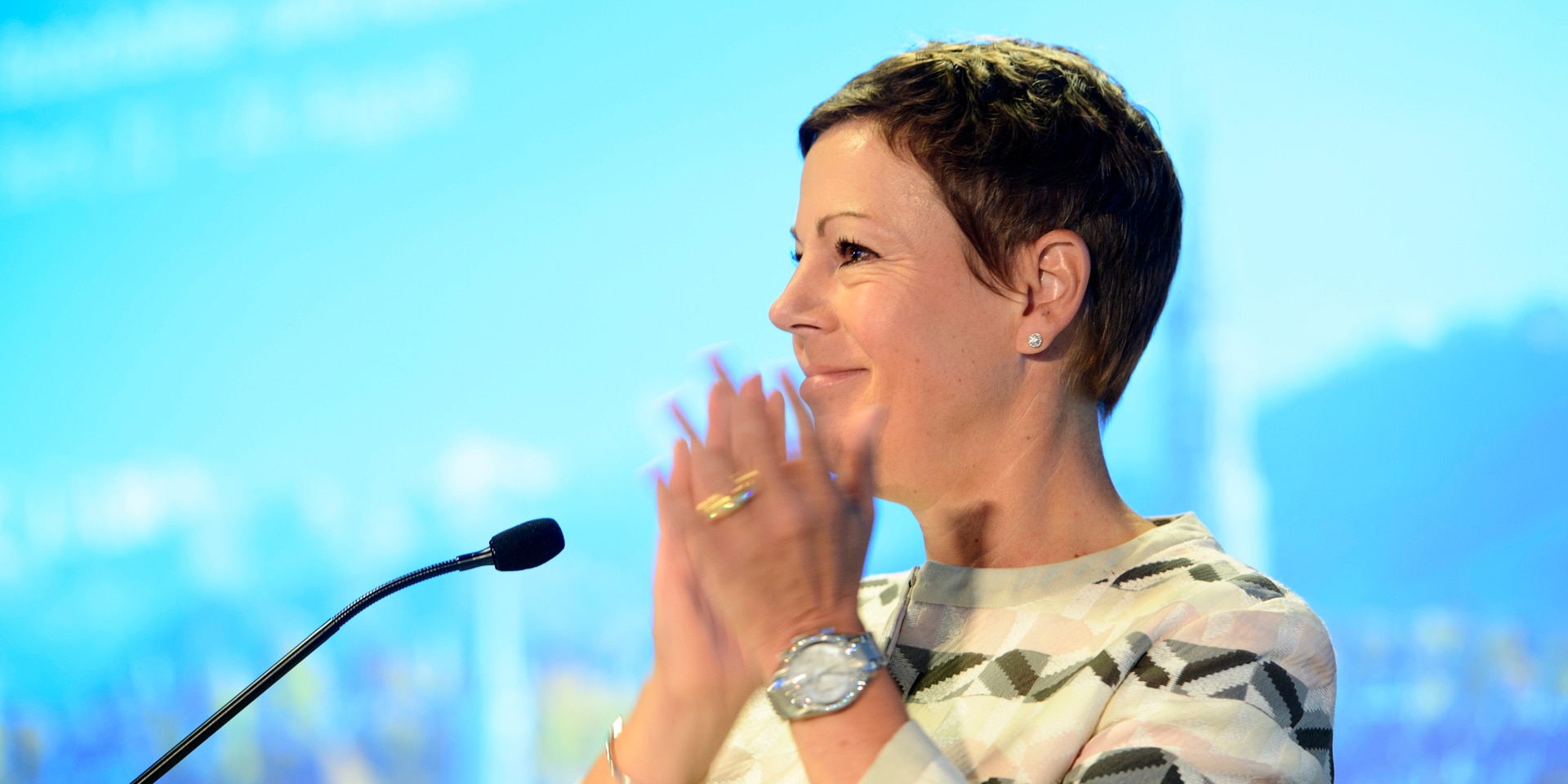 Krystyna Marty, EDA State Secretary a.i., is standing in front of the microphone during a speech.