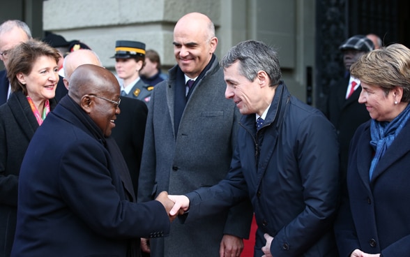 Federal Councillor Ignazio Cassis shook hands with Ghana's President Nana Akufo-Addo in Bern.