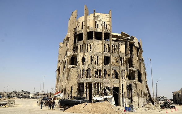 Bâtiment détruit par la guerre dans la ville irakienne de Mossoul.