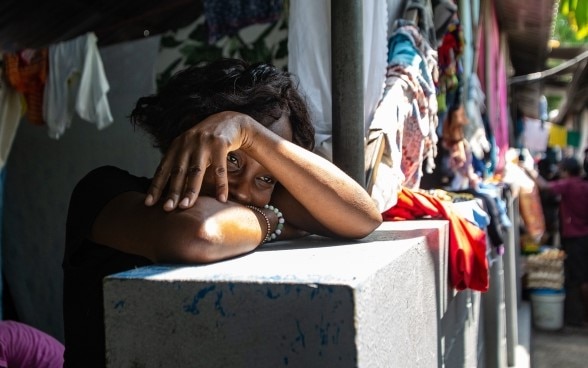 A young woman at an IDP site in Port-au-Prince.