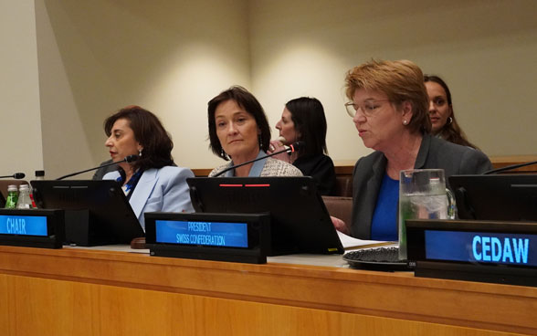 President Amherd speaks at an informal Arria formula meeting of the UN Security Council in on "Women, Peace and Security".