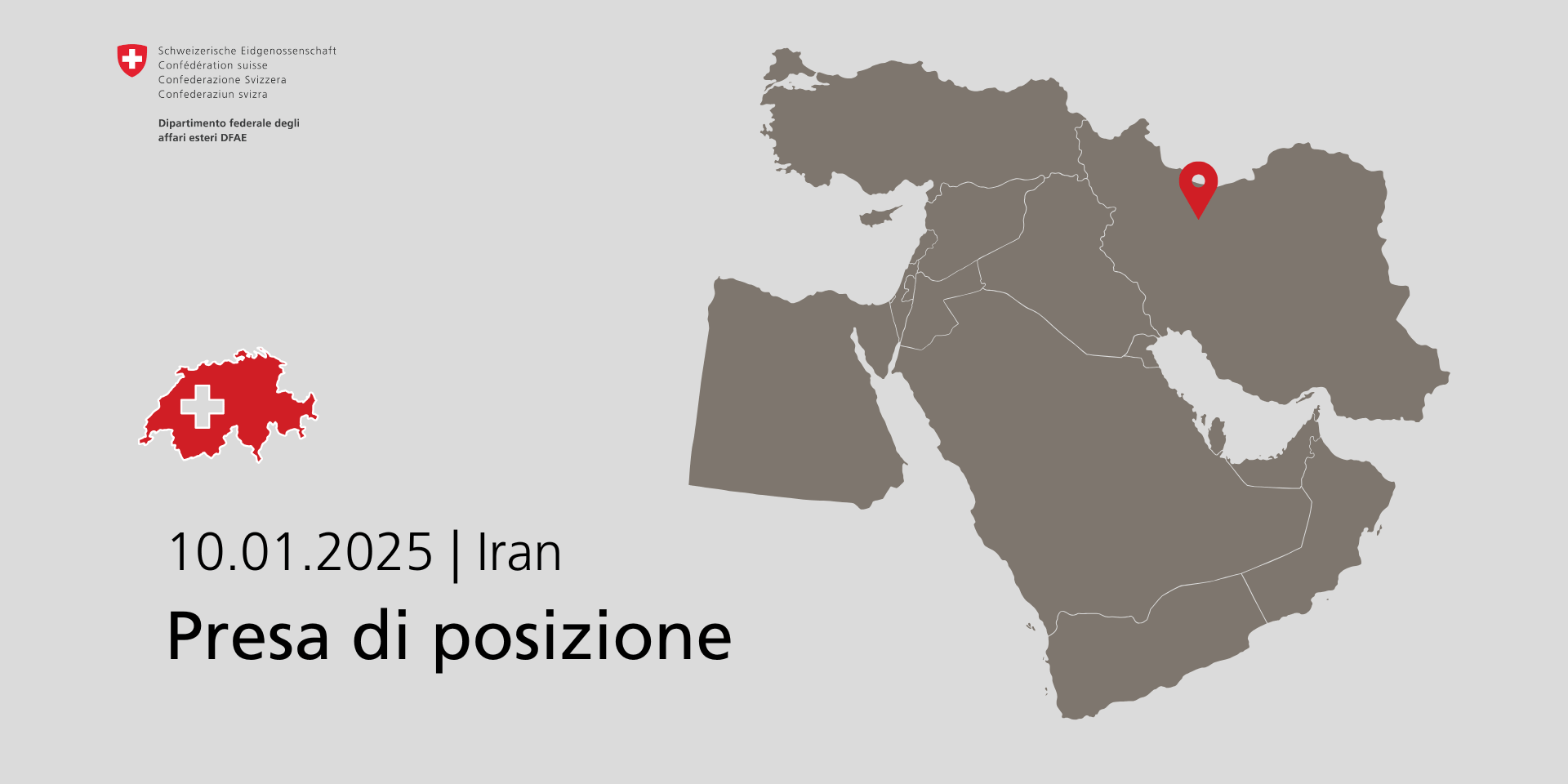 La Svizzera chiede alle autorità iraniane informazioni dettagliate sui motivi dell’arresto e un'indagine completa sulle circostanze della morte di un cittadino svizzero.