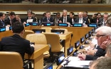 Bundespräsident Didier Burkhalter bei der Eröffnung des von der Schweiz organisierten Anlasses zum Thema OSZE und Sicherheit in Europa an der hochrangigen Woche der 69. UNO-Generalversammlung. 