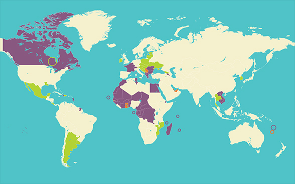 World map of the members of the Francophonie