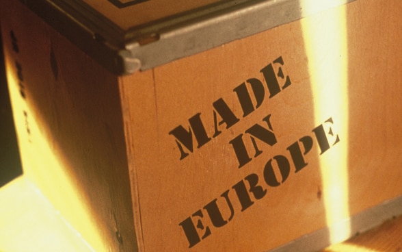 Warenkiste mit der Bezeichnung «Made in Europe»