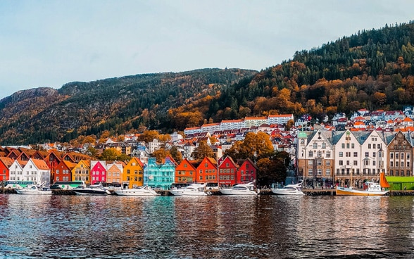 L'image montre les maisons colorées de la ville portuaire norvégienne de Bergen. La Norvège fait partie de l'AELE, tout comme la Suisse, l'Islande et le Liechtenstein.