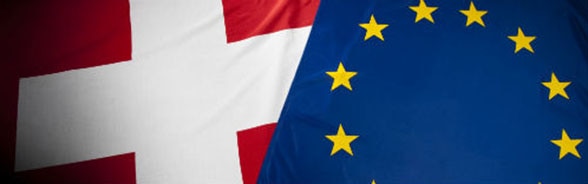 Bandiere della Svizzera e dell'UE