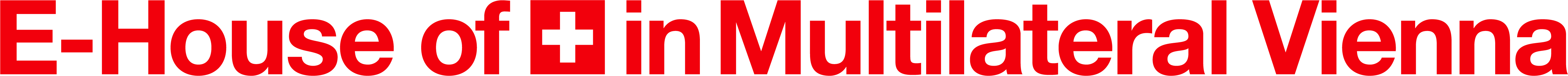 The logo of the "House of Switzerland in Multilateral Vienna" consists of red lettering in which the word "Switzerland" is replaced with a small Swiss flag.