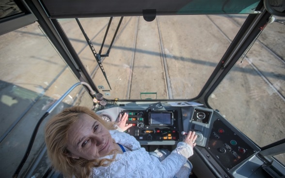 A woman tram driver